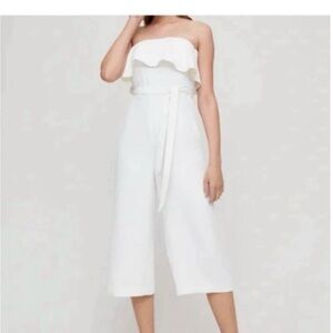 Preloved Babaton Aritzia White Strapless Ruffle Jumpsuit